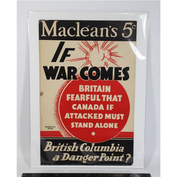 #1075 WW2 Canadian Propaganda Poster If War Comes