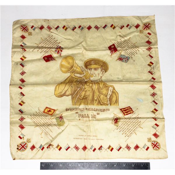 #1083 WW1 British Military Bugler Silk Banner