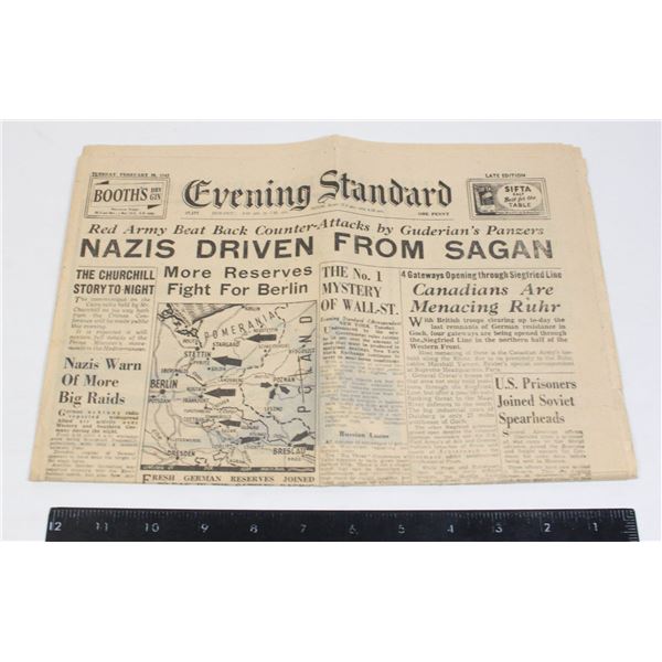 #1150 WW2 Newspaper Evening Standard 1945