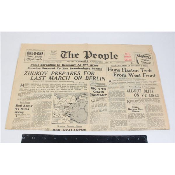#1153 WW2 Newspaper The People January 28th 1945