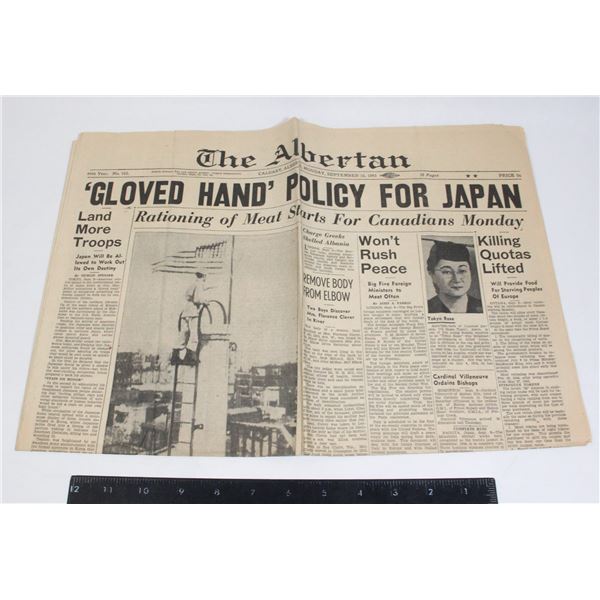 #1156 WW2 Newspaper The Albertan Sept 10th 1945