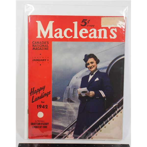#1160 WW2 Maclean's Canada Magazine Jan 1st 1942
