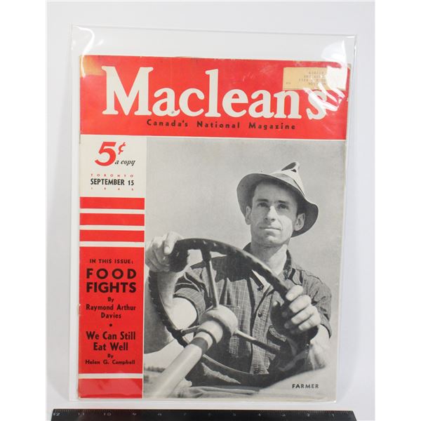 #1161 WW2 Maclean's Canada Magazine Sept 15th 1942