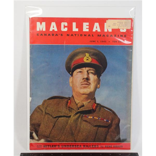 #1163 WW2 Maclean's Canada Magazine June 1st 1943