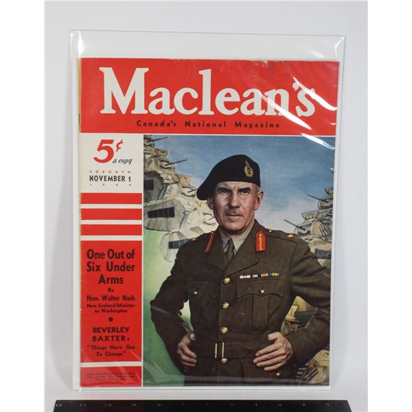 #1180 WW2 Maclean's Magazine November 1st 1942