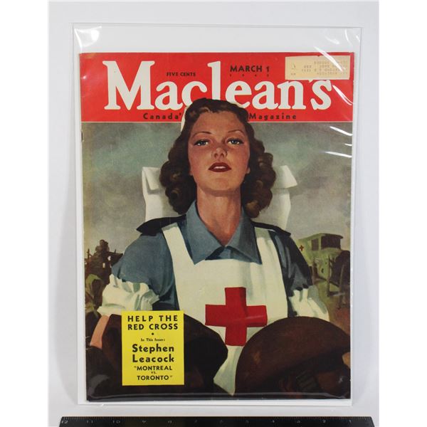 #1182 WW2 Maclean's Magazine March 1st 1943 Nurse