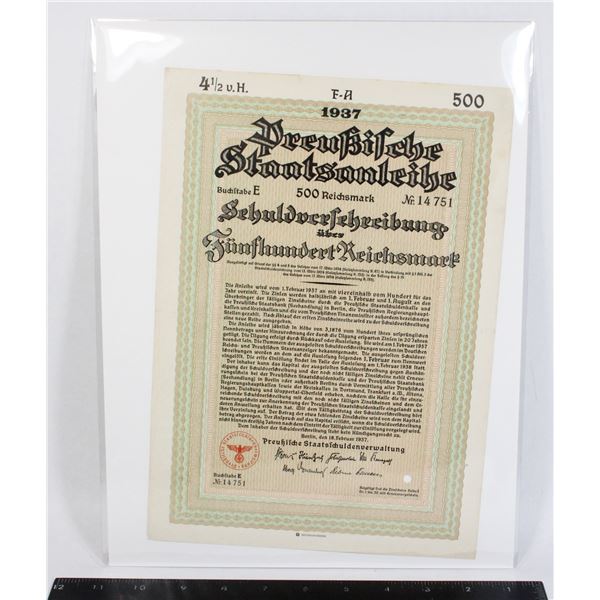 #1193 Pre World War Two 1937 German Bond