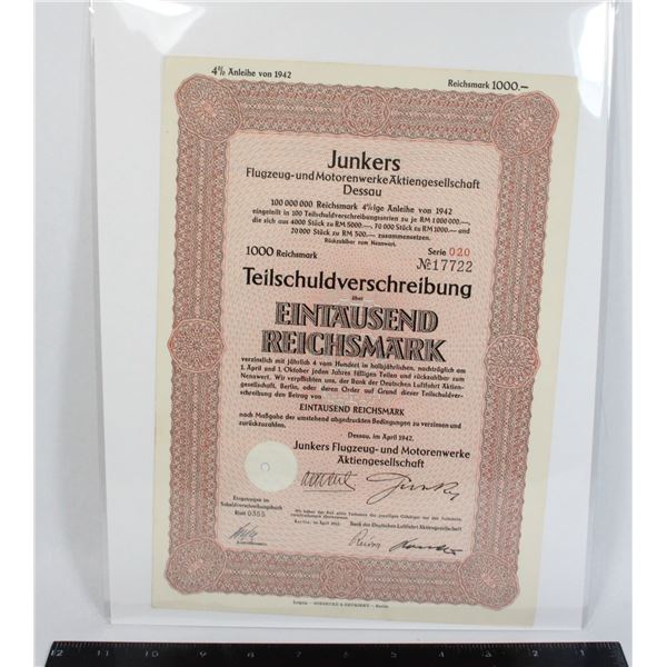 #1195 WW2 1942 Luftwaffe Junkers German Bond