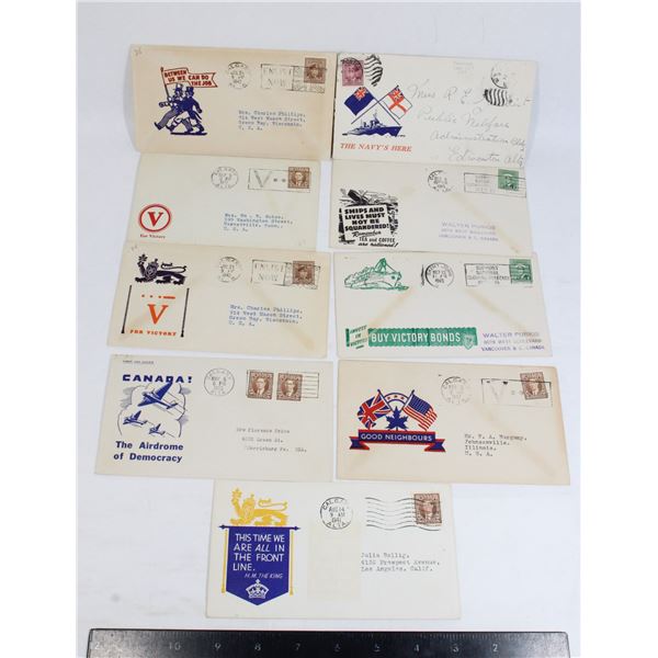 #1205 Lot 9 WW2 Propaganda Envelopes Calgary AB