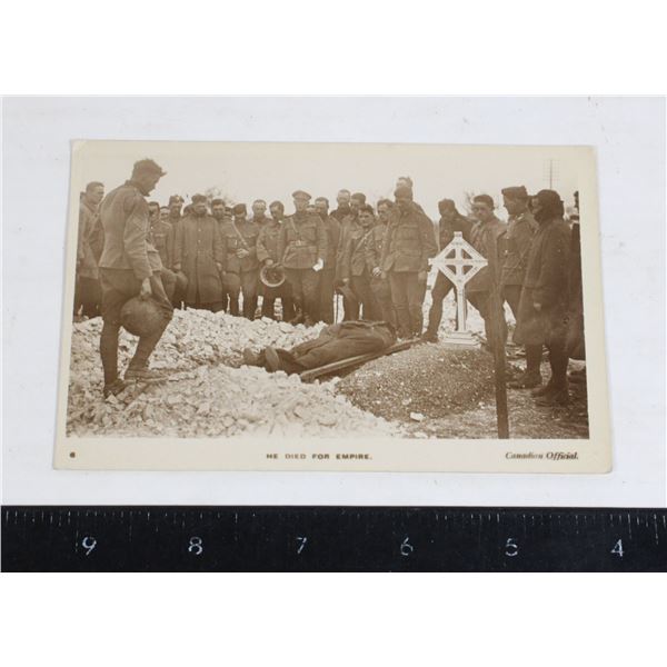#1214 WW1 Canadian Pioneers Grave Funeral Postcard