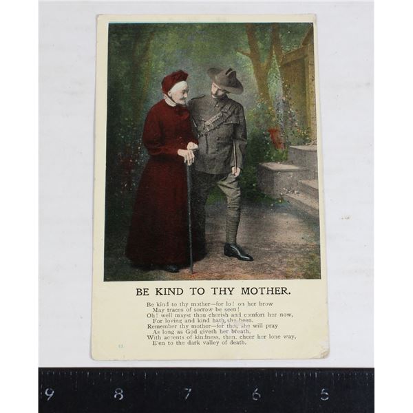 #1217 Patriotic Be Kind to Thy Mother Postcard