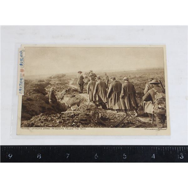 #1218 WW1 Postcard Canadian Soldiers German POWS