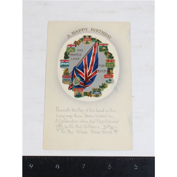 #1222 1900's Canada Maple Leaf Forever Postcard