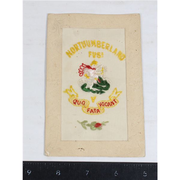 #1229 WW1 Silk Card Northhunberland Fusiliers Reg