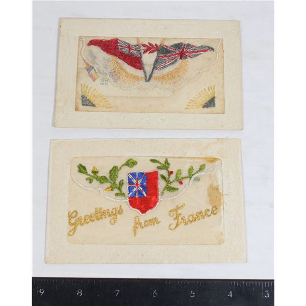 #1231 Set of two WW1 Silk Postcards Red Ensign