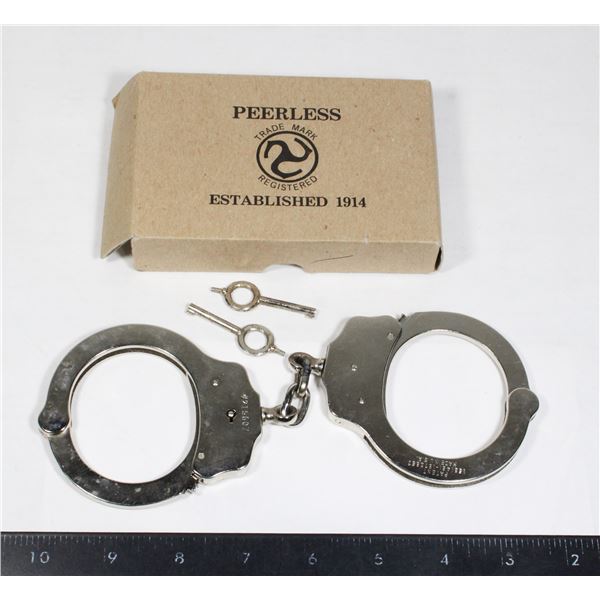 #1286 Boxed Peerles Handcuffs Made in USA w/Keys