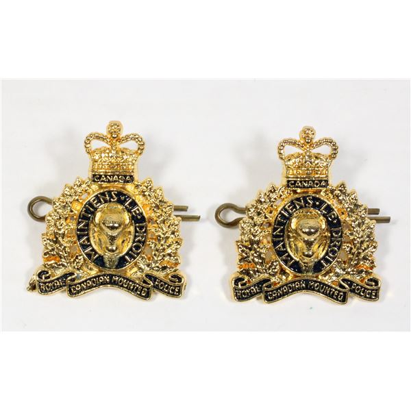 #1303 1980's RCMP Collar badge pair solid back