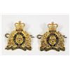 Image 1 : #1303 1980's RCMP Collar badge pair solid back