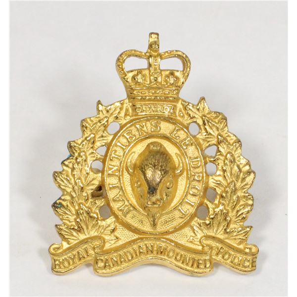 #1306 1970's Officers RCMP Collar Badge Gaunt Gilt