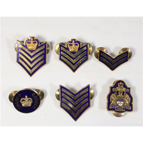 #1310 1982 RCMP Set of 6 Metal Chevron Insignia