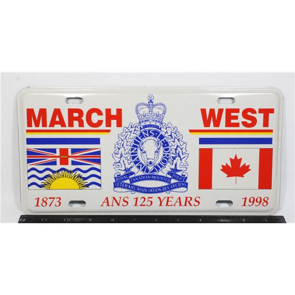 #1383 1998 March West RCMP Licence Plate BC