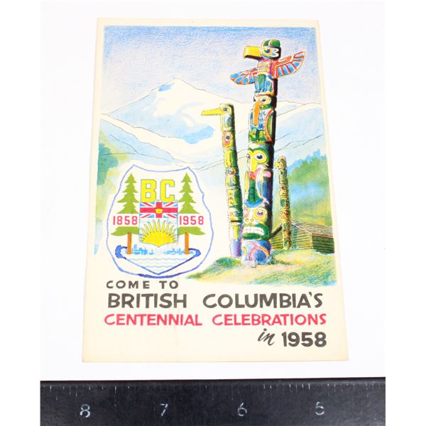 #1499 1958 British Columbia Centennial Postcard