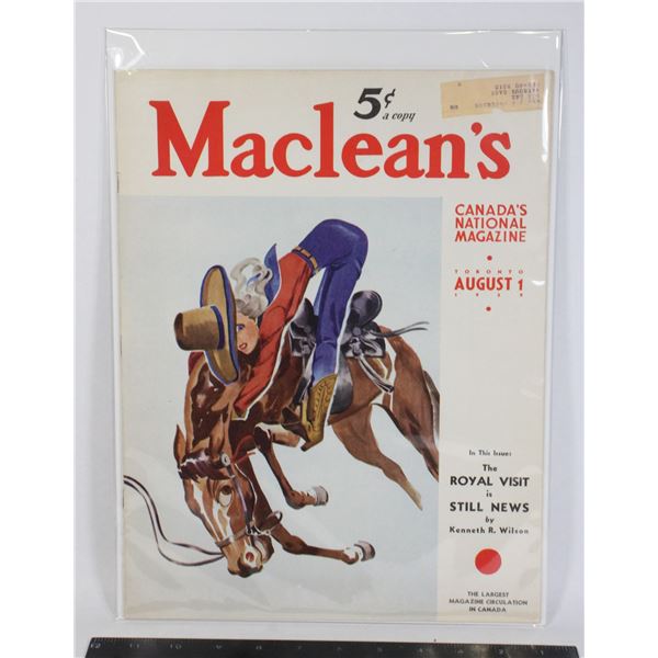 #1508 Maclean's August 1 1939 Magazine Cowgirl