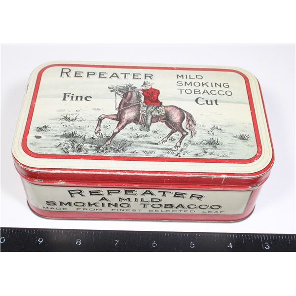 #1509 1800's Repeater Tobacco Tin Mountie Large