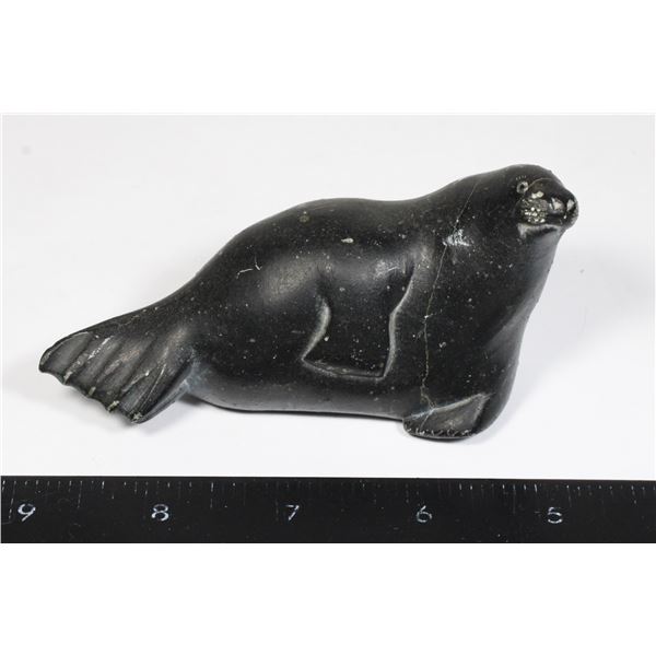 #1513 Inuit Sculpture Seal Soapstone Carving