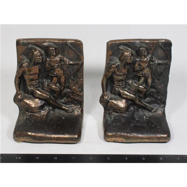 #1519 1940's First Nations Arrow Brass Book Ends