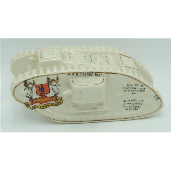 #1567 WW1 Porcelain Statue of British Tank 1916