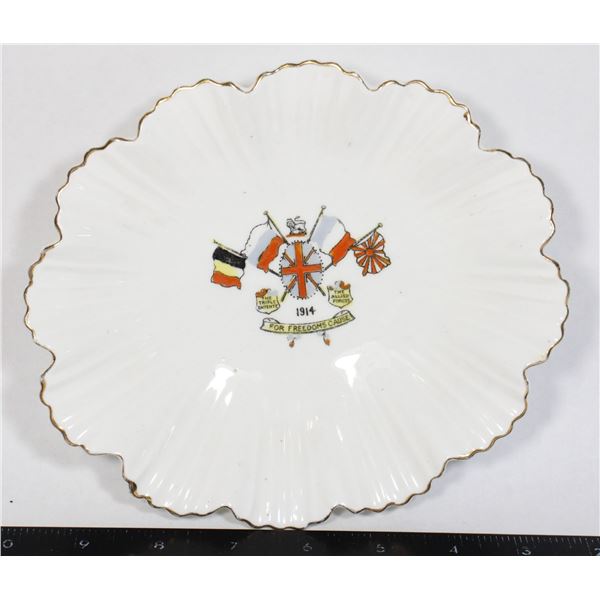 #1596 WW1 1914 British Porcelain Plate Freedom