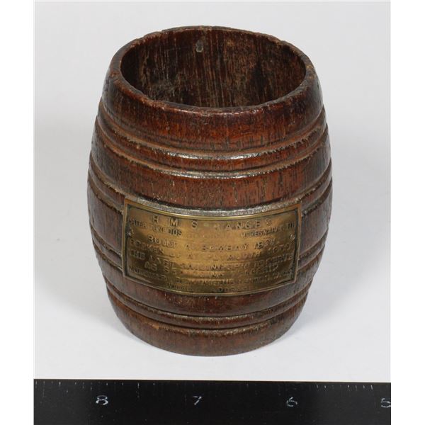 #1620 HMS Ganges Souvenir Brass Wood Barrel