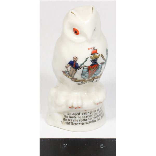 #1635 Antique Porcelain Winking Owl Vancouver BC