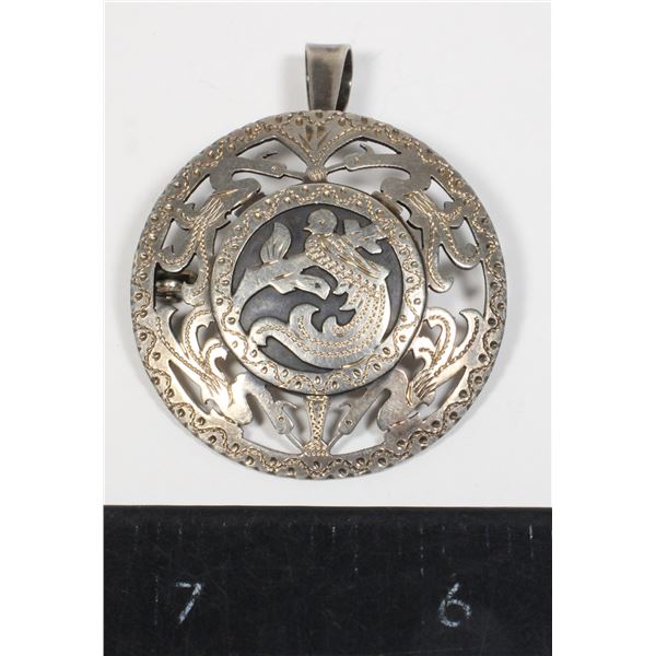 #1692 Ornate Silver Pin Broach Ladies Jewelry