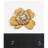 Image 1 : #1693 Gilt Costume Jewelry 4 Leaf Clover Pin