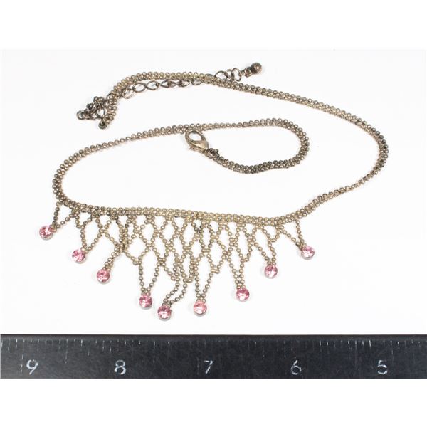 #1698 Ladies Costume Jewelry Necklace Purple Glass
