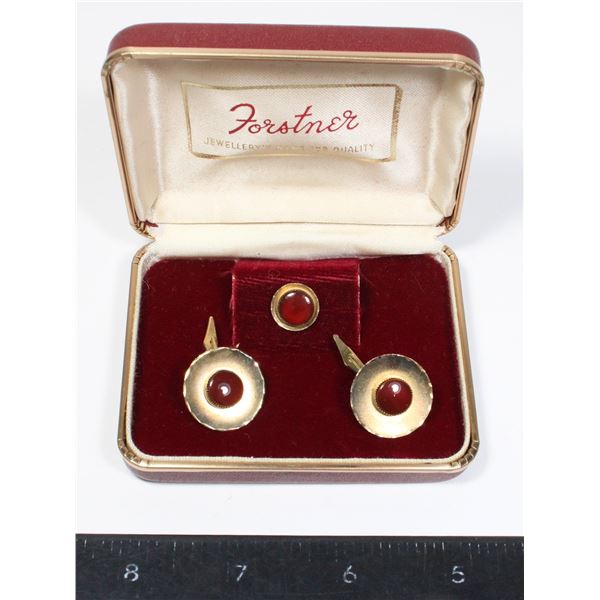 #1710 1900's Cased Forstner Cufflinks and Pin