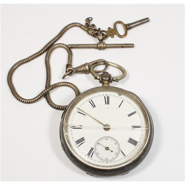 #1729 Antique Keywind Pocket Watch Sterling Silver