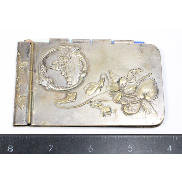 #1736 1900's Mont St Michel metal pocket book