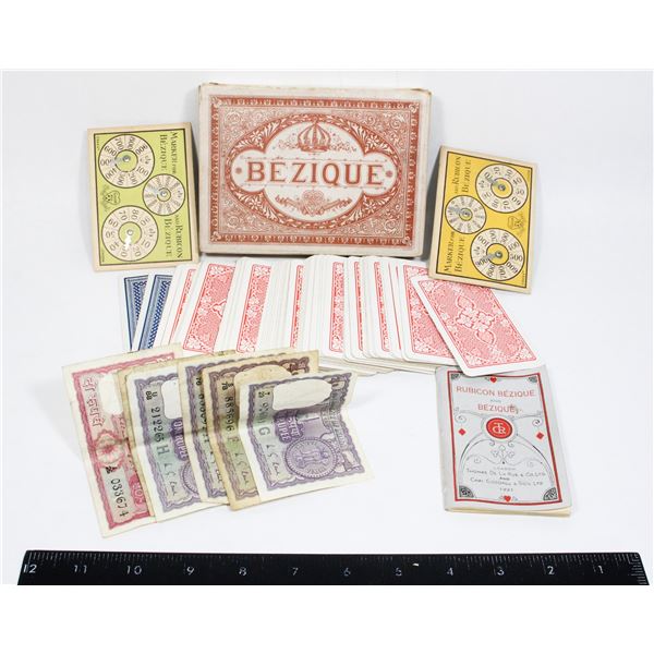#1828 Bezique Card Game in Case 1931 w/ manual