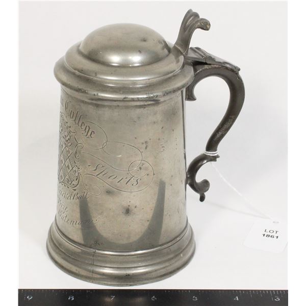 #1861 Antique Cricket Ball Named Trophy Tankard