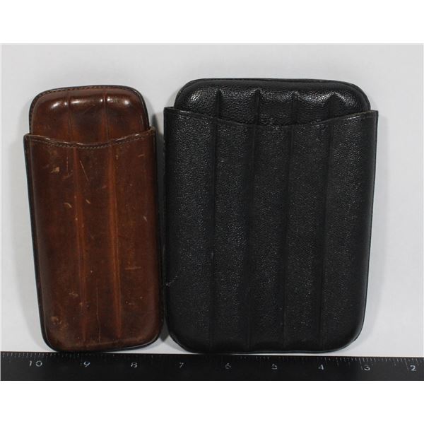 #1863 Lot of 2 VintageLeather Cigar Protectors