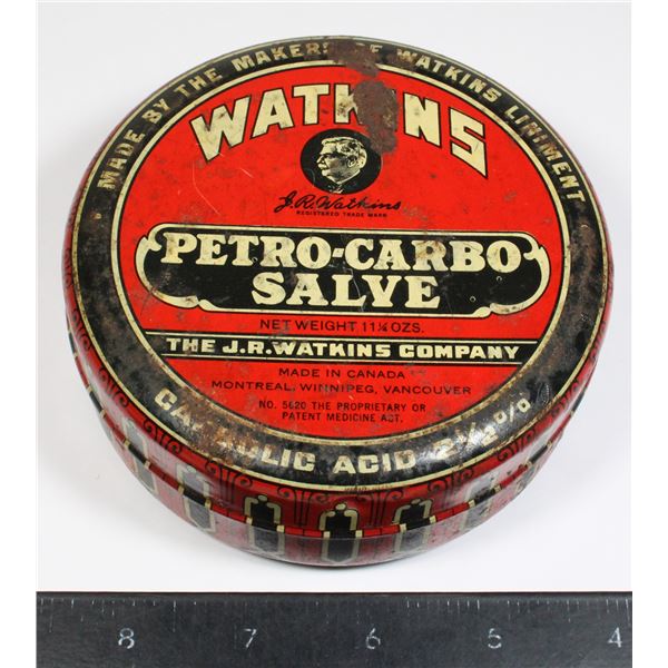 #1865 Watkins Petro-Carbo Salve Canadian Tin