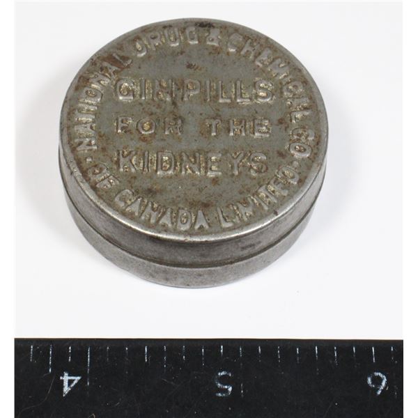 #1872 Vintage Tin Gin Pills for the Kidneys Canada