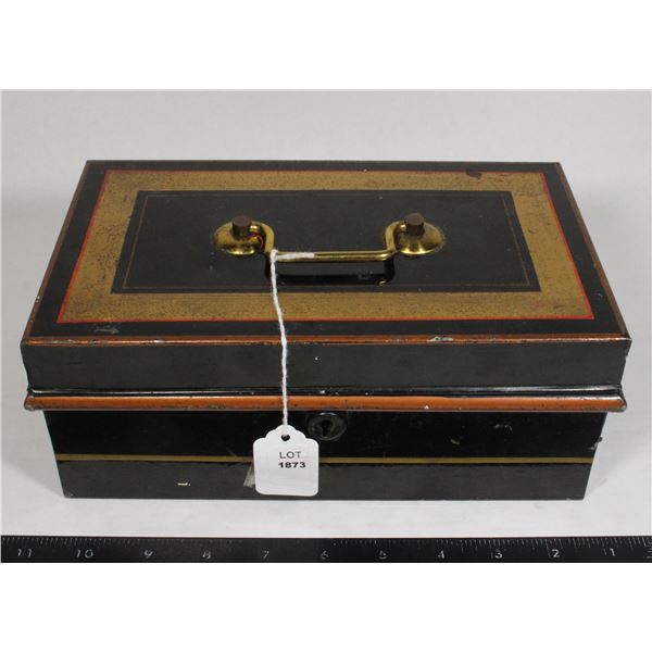 #1873 Vintage Metal Cash Box Painted