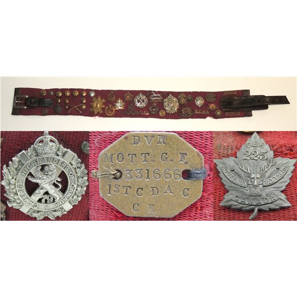 26 Named WW1 CEF Canadian Souvenir belt +Insignia