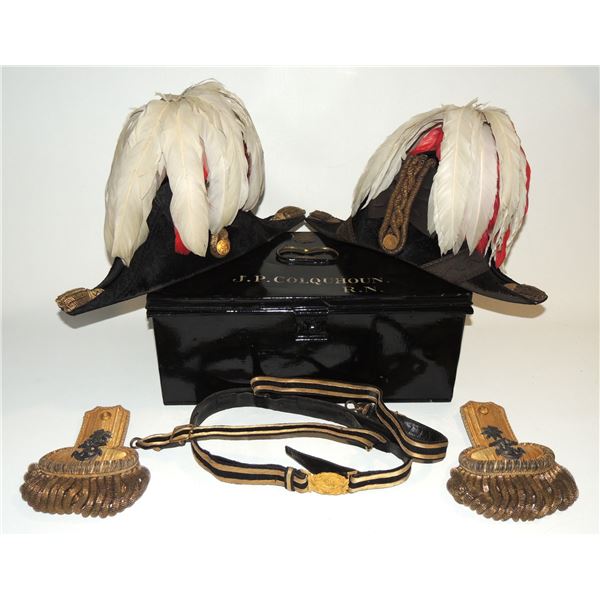 31 WW1 Royal Navy Named Officers Bicorn Hat Set