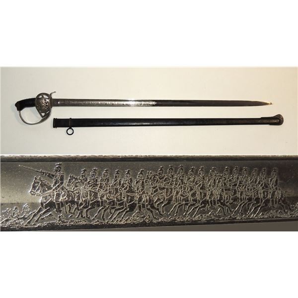 40 M1889 Prussian Cavalry Sword Etched Regiment