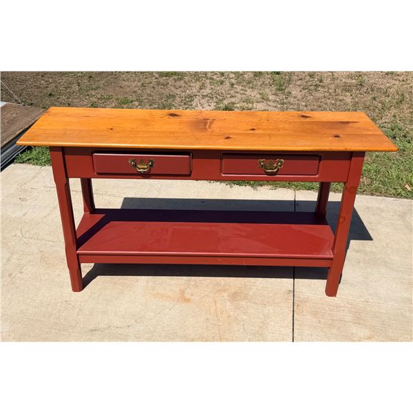 TWO TONE SOFA TABLE WITH DRAWERS